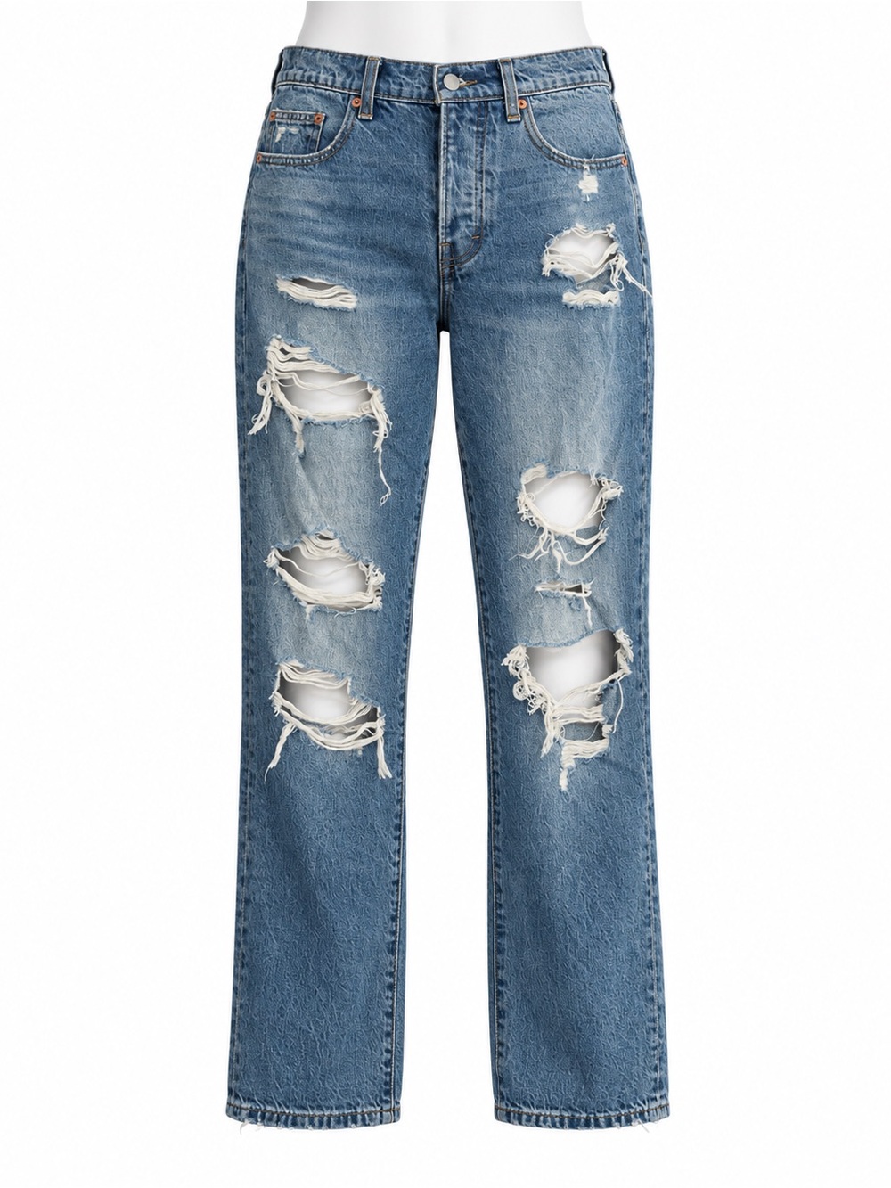 Size 28 Lucky Brand Women’s 90s High Rise Straight Blue Ripped Button Fly Jeans